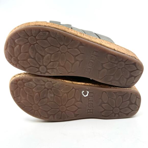 Born Laila Leather Ankle Slingback Wedge Sandals Blue Gray Womens Size US 10M - Picture 8 of 10